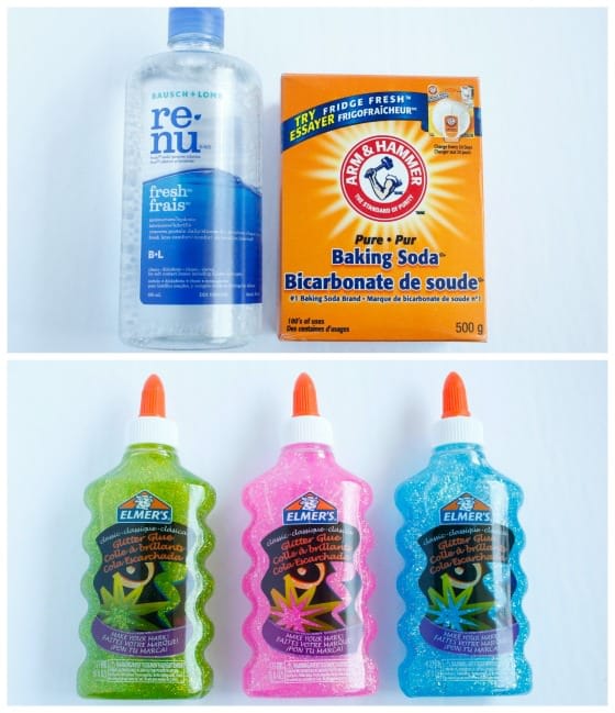 Ingredients to make Elmer's slime recipes