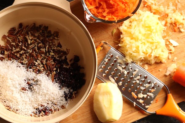 morning glory ingredients on cutting board