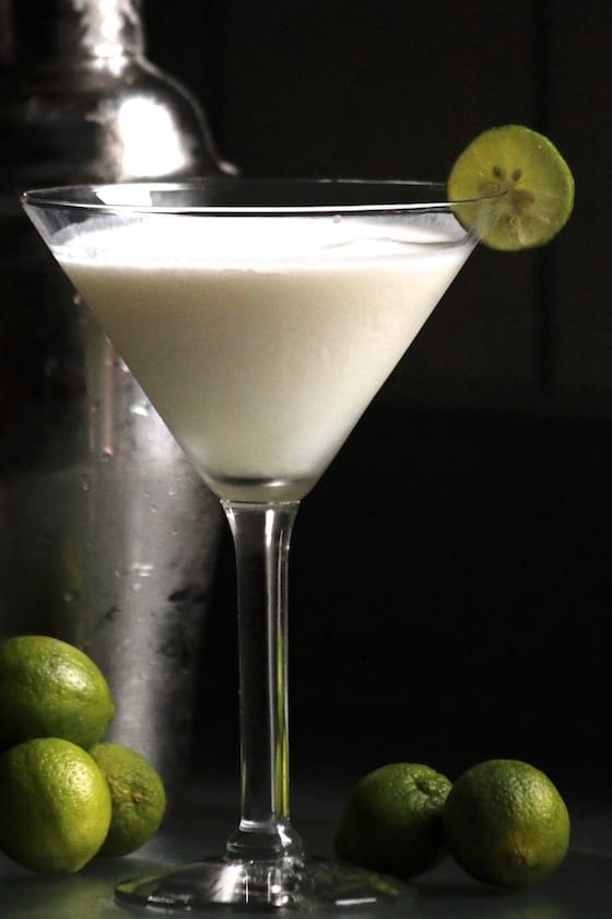 Key Lime Pie Martini with Martini Shaker and Key Limes