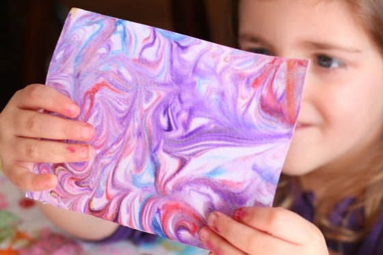 kid-made marbled paper