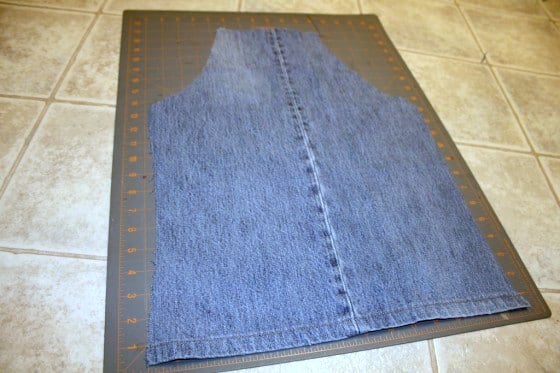 kids apron cut out of denim pantleg