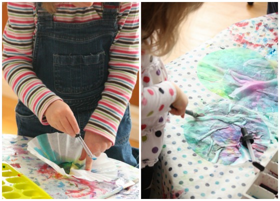 kids colouring coffee filters with liquid watercolours copy