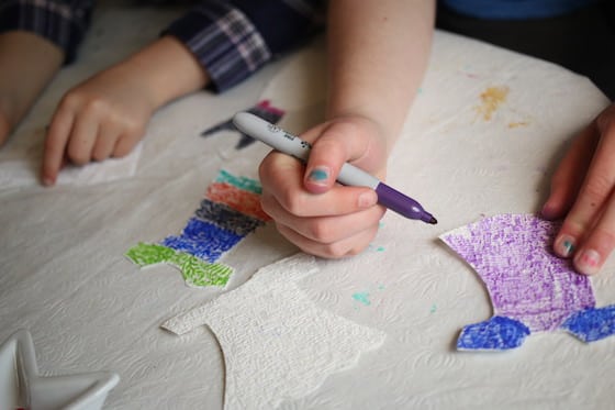 kids colouring paper dresses