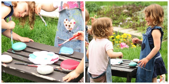 kids painting rocks