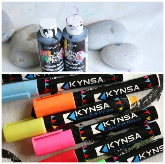 kynsa liquid chalk markers and beach stones and acrylic paint