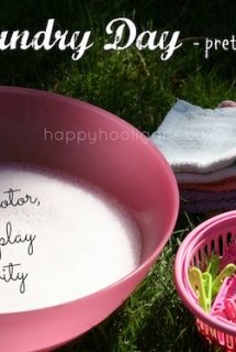 clothesline activity - bowl, pegs and cloths