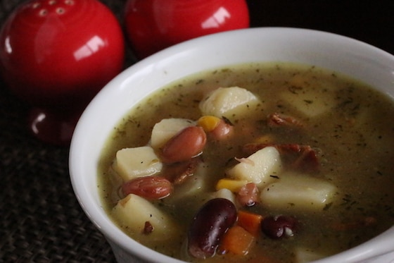 Bowl of Lentil Potato Bacon Soup