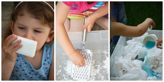 grating soap to make frozen clean mud