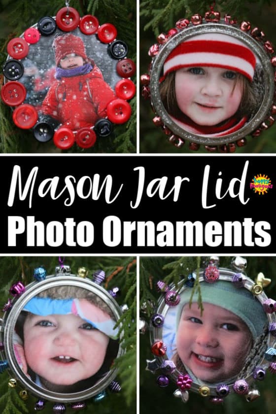 Mason Jar Lid Photo Ornaments for Kids to Make