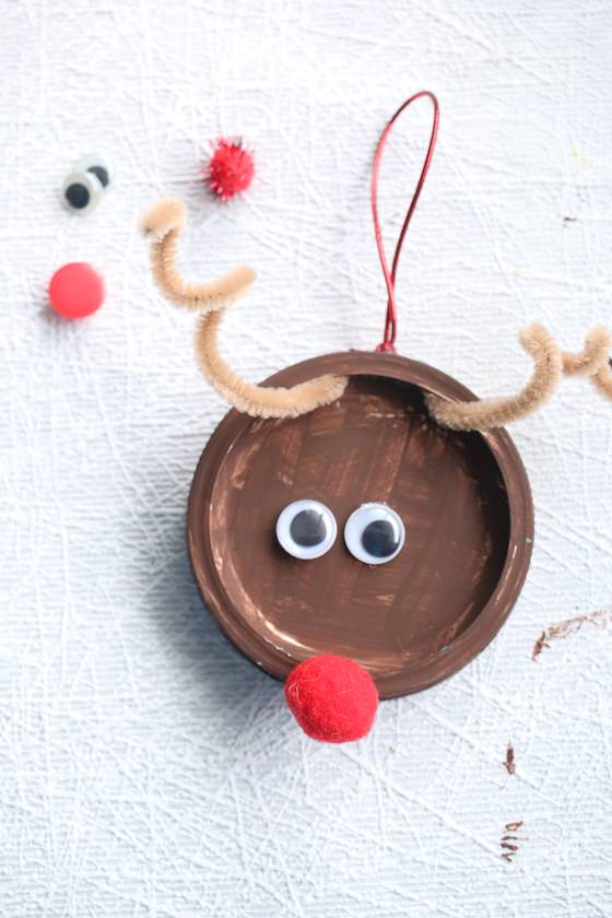 Mason Lid Rudolph Reindeer Ornament