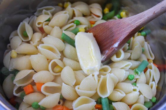 melting butter in pasta