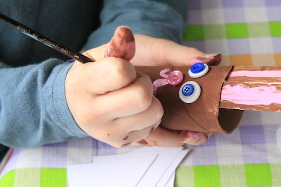 painting a mouth on bunny craft