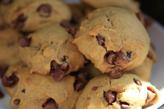 plate of pumpkin chip cookies