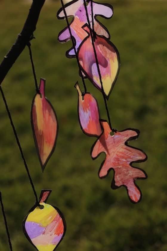 leaf sun catcher with grassy backdrop