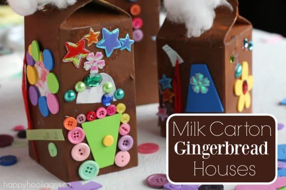 Milk Carton Gingerbread Houses for Kids to Make - Happy Hooligans