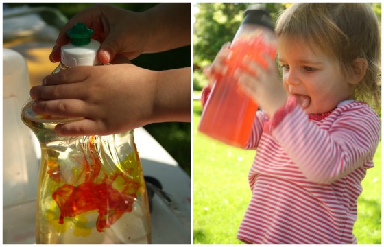 mixing coloured water