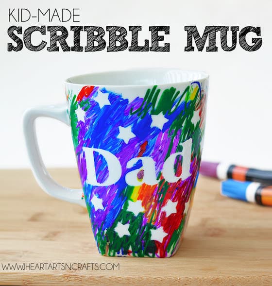 sharpie and tape resist mug for Dad