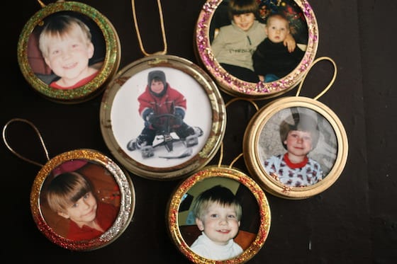 My boys mason lid ornaments when they were little
