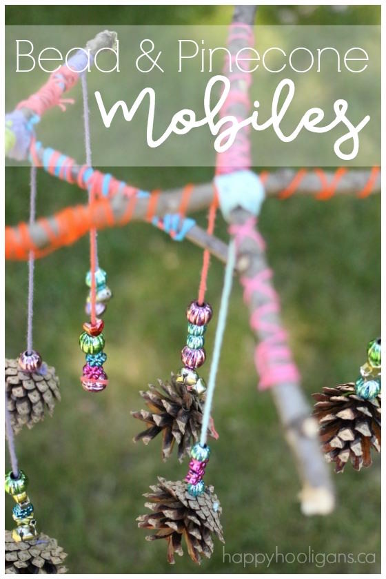 natural twig and pinecone mobiles for kids to make 