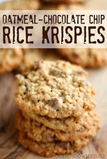 Oatmeal Chocolate-Chip Rice Krispie Cookies by Happy Hooligans