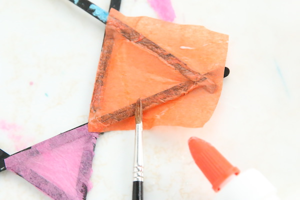 orange tissue paper popsicle stick star