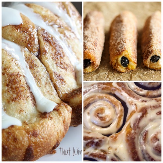 overnight monkey bread - blueberry breakfast roll ups - homemade cinnamon rolls with cream cheese icing