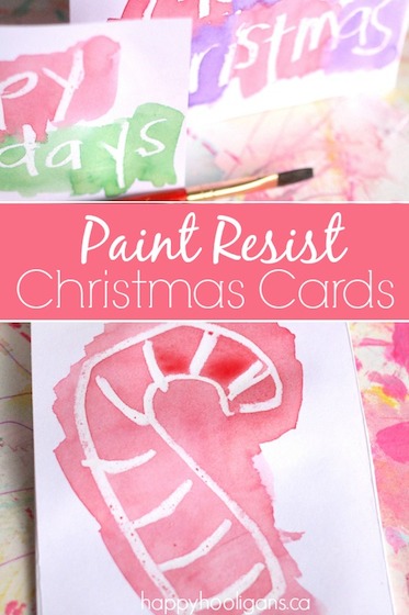 Paint Resist Christmas Cards