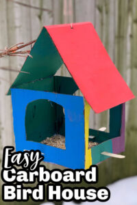 Painted cardboard bird feeder craft