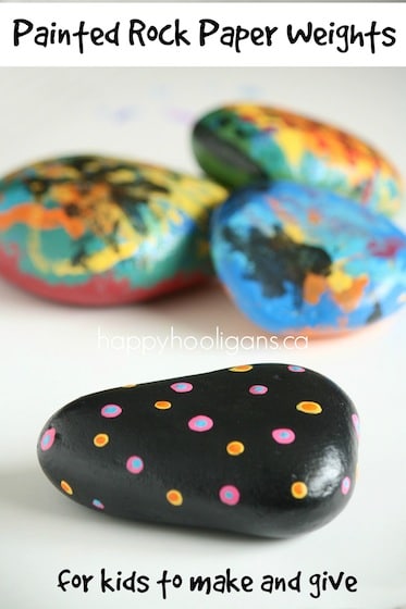 painted rock paper weights