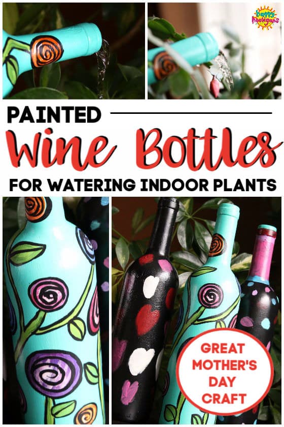 Painted Wine Bottles - Indoor Watering Can 