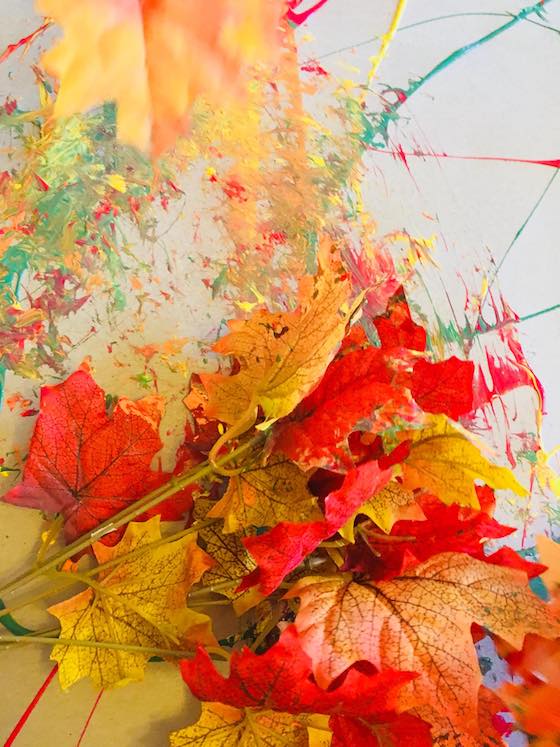 painting done with artificial fall leaves