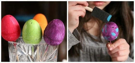 painting eggs in bold colours