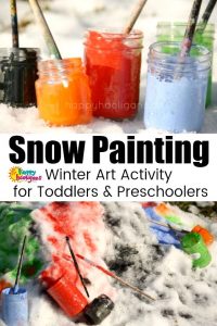 Painting the Snow - Outdoor Winter Art Activity for Kids