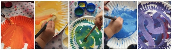 painting paper plates for colour wheeljpg