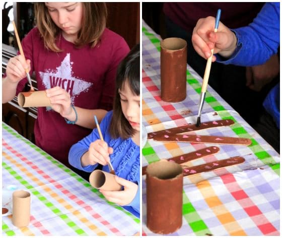 painting tp rolls for easter bunny craft