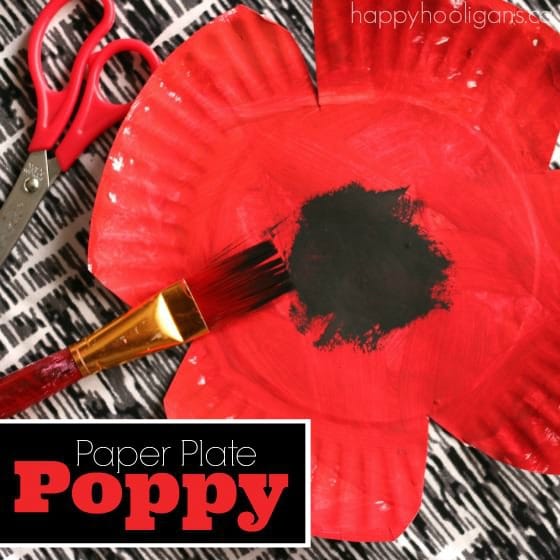 Paper Plate Poppy Craft for Veterens Day