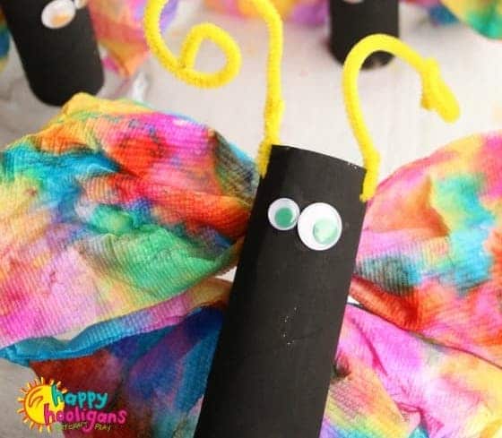 Paper towel and toilet roll butterfly craft for kids