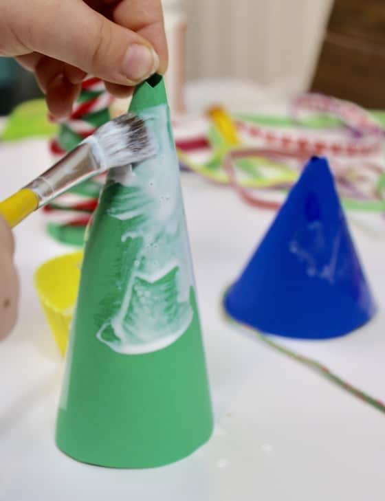 kid glue paper cone tree