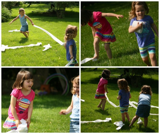 throwing toilet paper around the yard