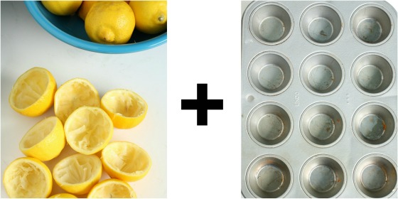 lemon rinds and mini muffin tin