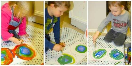 kids painting rainbows