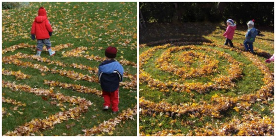 backyard leaf maze and labyrinth activities