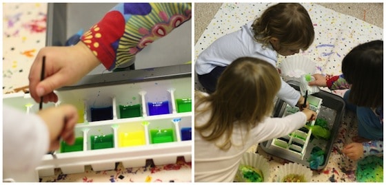 painting coffee filters with food colouring