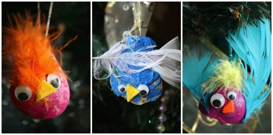 painted seashell bird ornaments