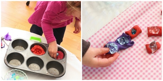 decorating valentine's play dough cupcakes, cookies and candies