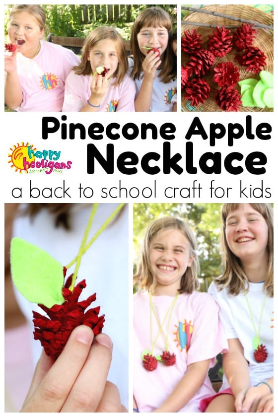 Pinecone apple necklace craft collage