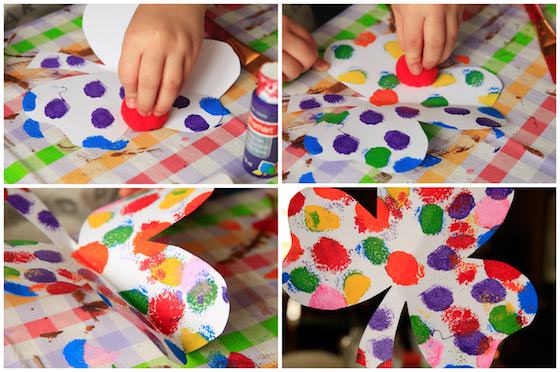 Pom Pom Painting Shamrock Craft for St. Patrick's Day