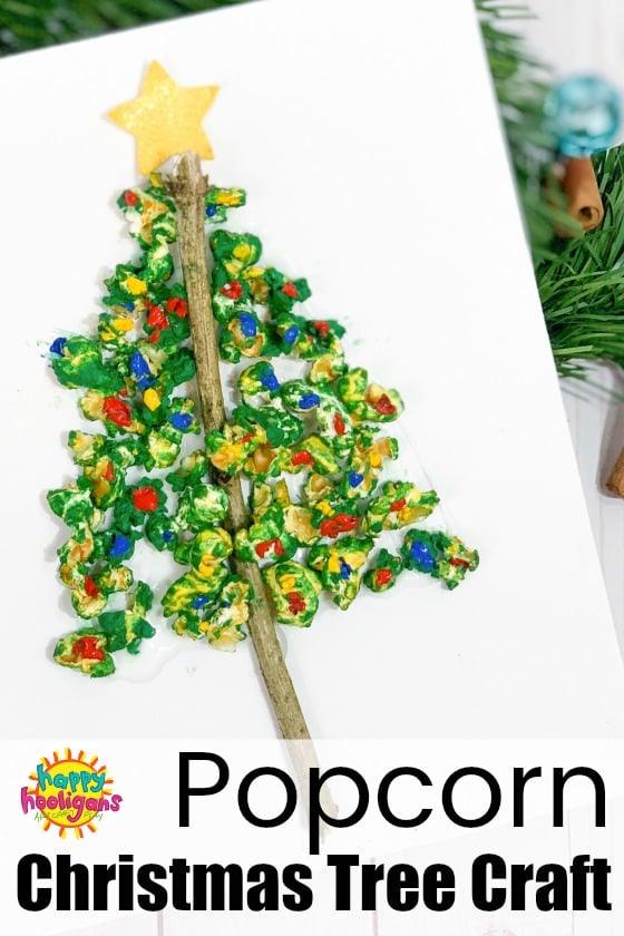 Popcorn Christmas Tree Craft for Preschoolers