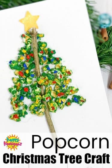 Popcorn Christmas Tree Craft for kids to make