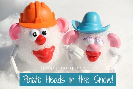 potato heads in the snow